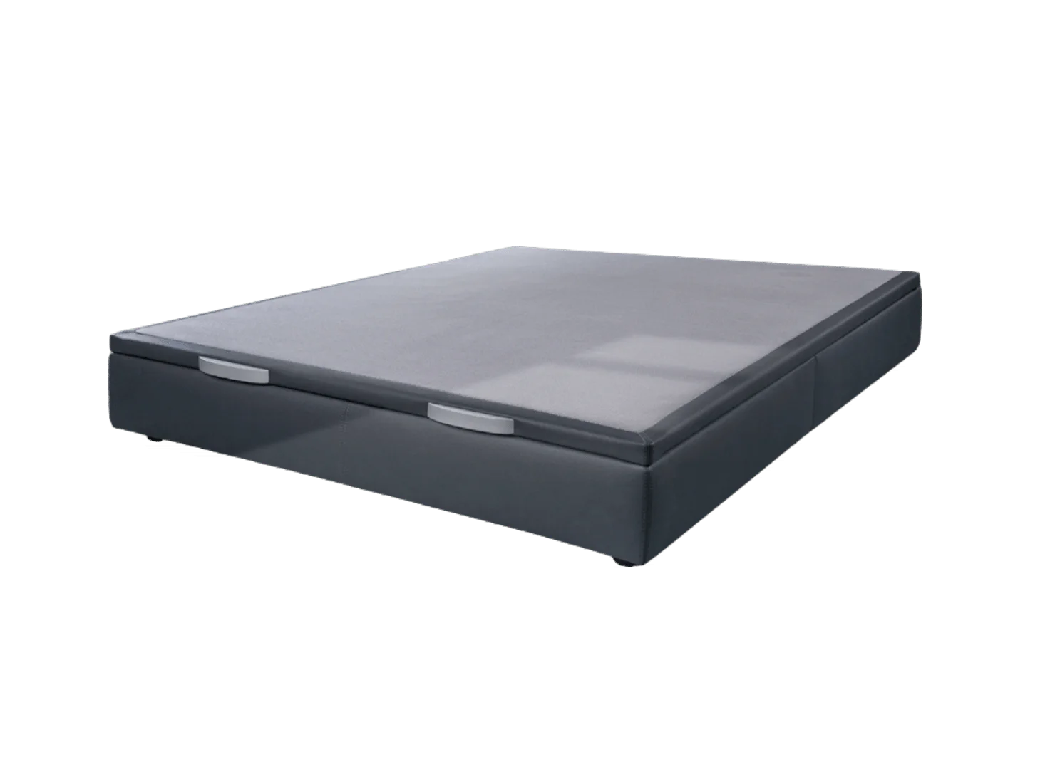 Pack Canapé y Colchón Lisboa de estructura de madera tapizado en tono gris.