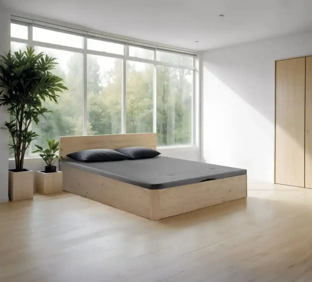 Pack Canapé Yamo + Colchón Kodell en habitación amplia con excelente iluminación