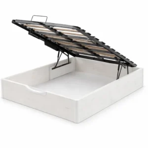 Canapé Misuri abierto mostrando gran capacidad interior con fondo blanco