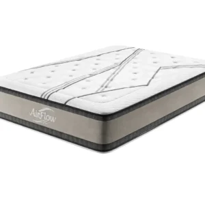 Colchón Air Flow Spring Comfort con sistema 100% transpirable sobre fondo blanco