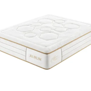 Colchón Aurum 30 cm con muelles ensacados XBI y HR Gel 34 kg sobre fondo blanco