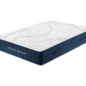 Colchón Titan Sport con sistema Recovery Boost y muelles ensacados Titanium LBI sobre fondo blanco